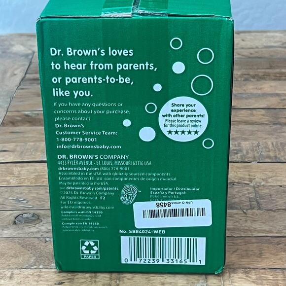 Dr Brown's Anti-Colic Narrow Glass Baby Bottles 0m+ Set of 4 8 oz 250 mL - Picture 6 of 9